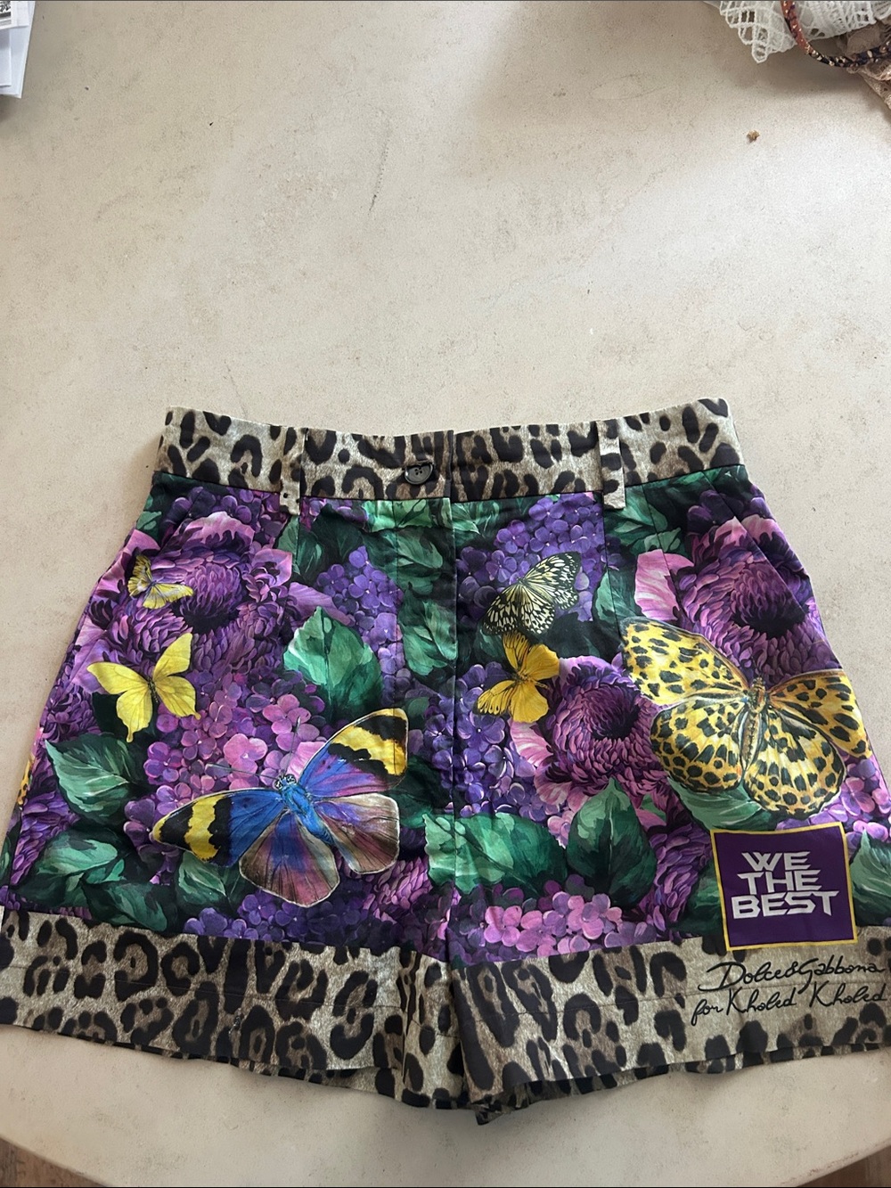 Dolce & Gabbana Floral Butterfly Shorts - Purple, Green, Yellow, Leopard